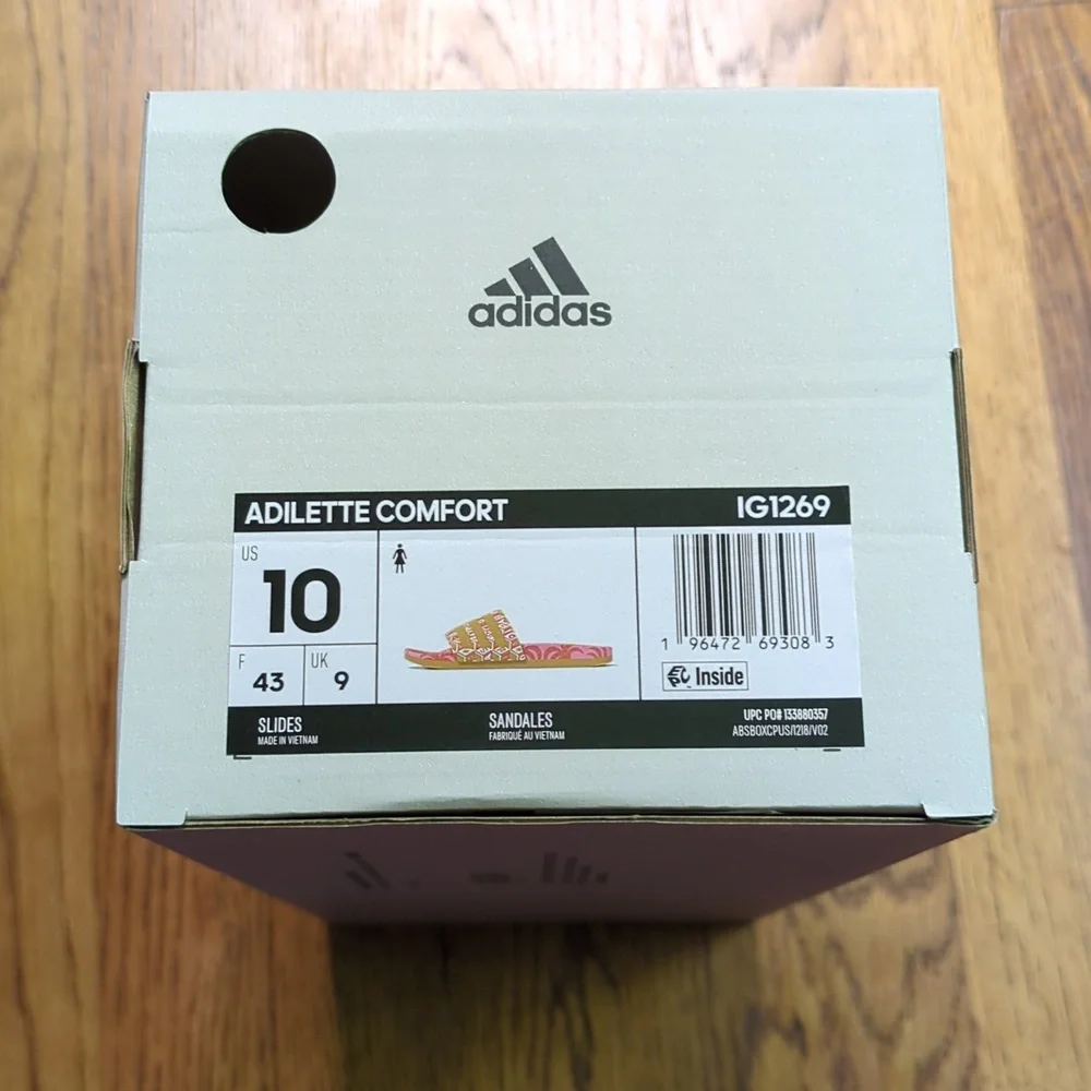 NIB FARM Rio Slide Sandals Adidas Collab Pink Abstract Floral Women's Size 10